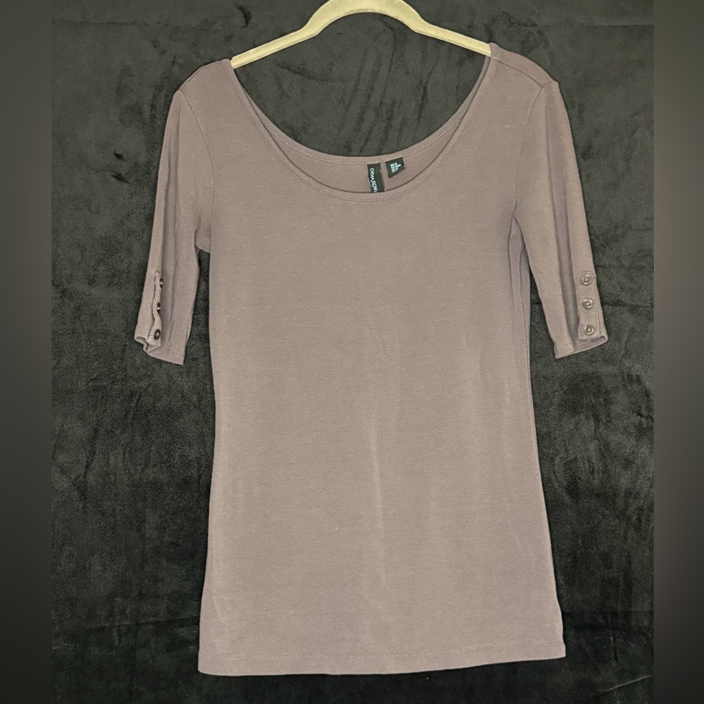 Cynthia Rowley Dusty Purple Button-Sleeve Tee